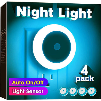 Night Lights Plug into Wall [4Pack], Nightlight with Light Sensors, LED Night Light for Kids Room, Baby Night Light, Bathroom Night Light, Stair Lights, Hallway Light