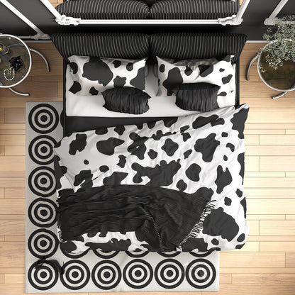 Black White Cow Design Duvet Cover Set