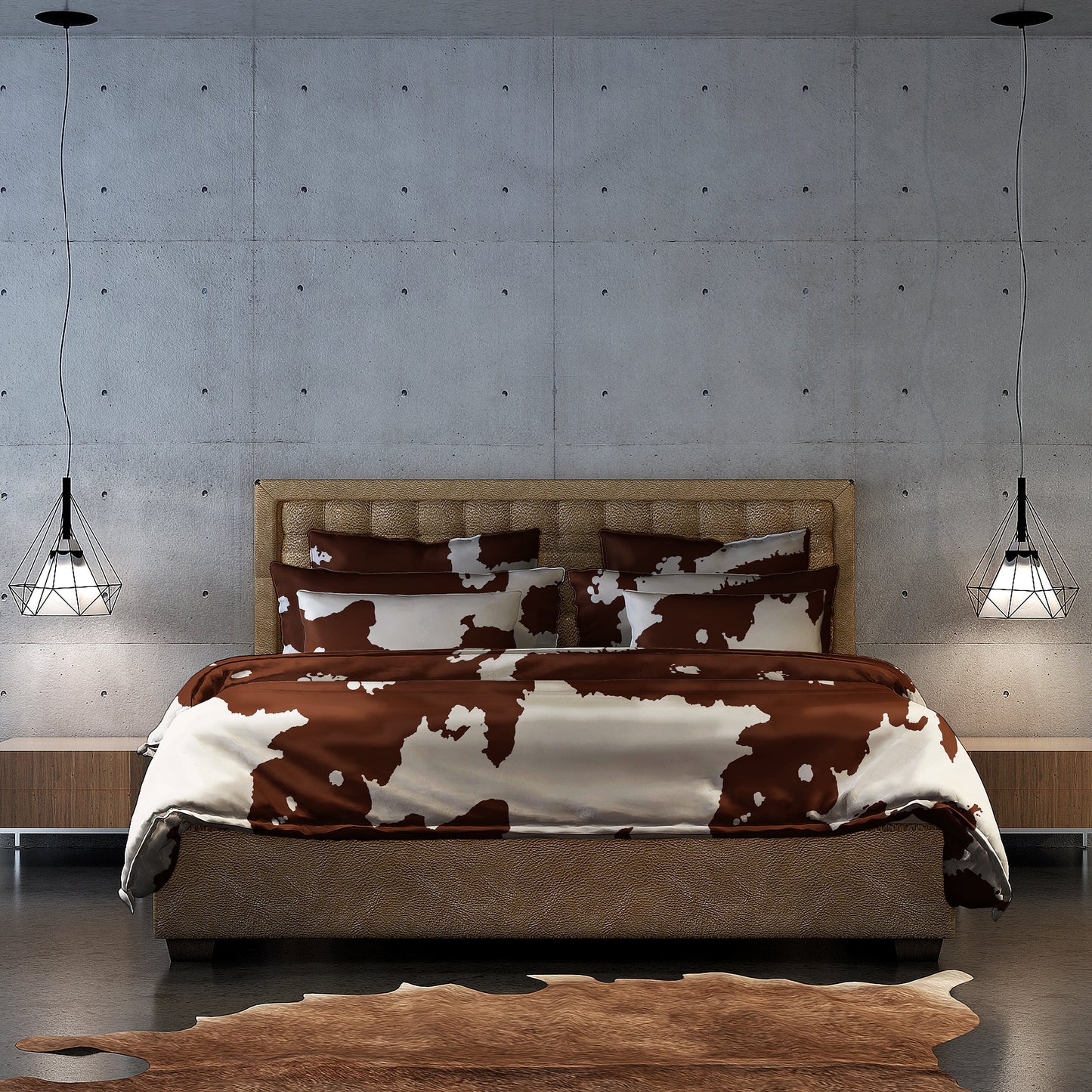 Brown Cow Skin Design Duvet Cover Set