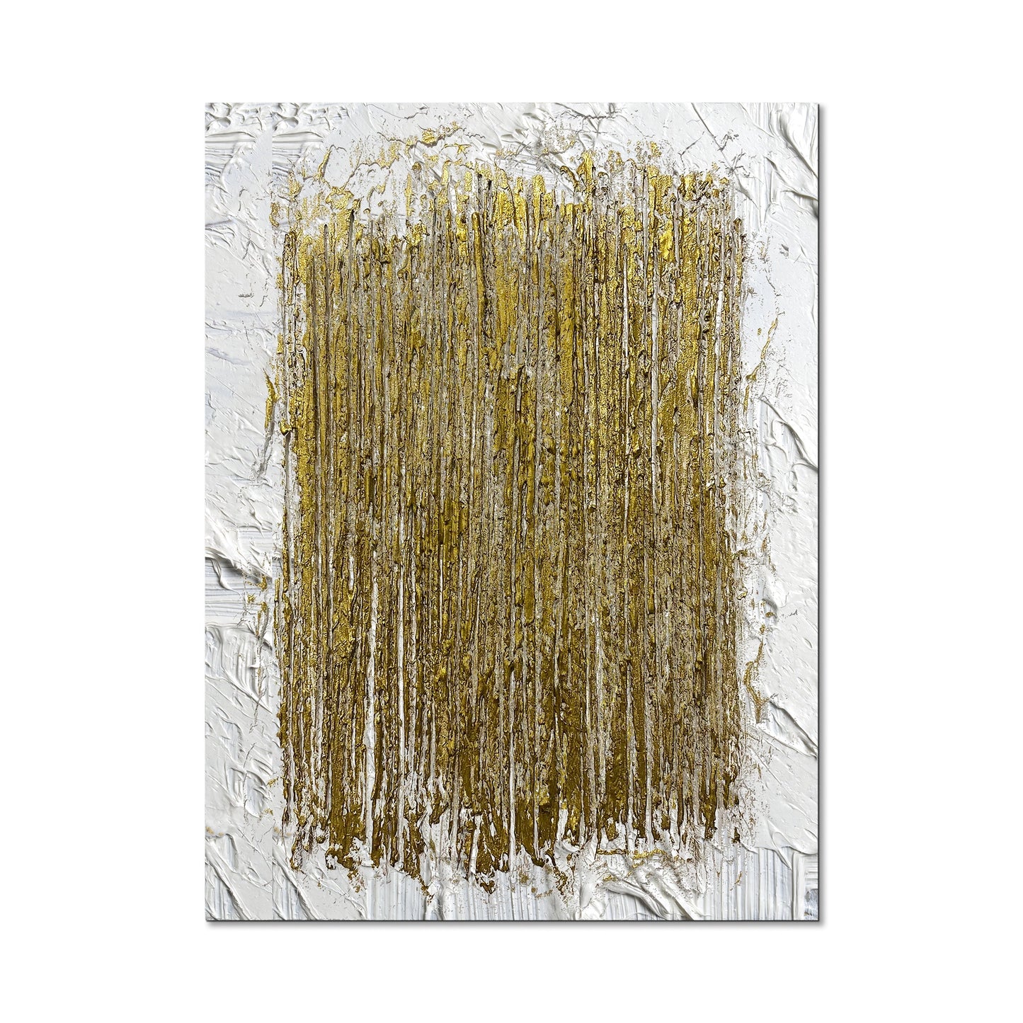 Beige & Gold Spackle Painting with Plaster Wall Art