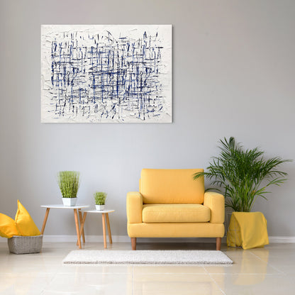 Blue Abstract Painting Modern Minimalist Wall Art