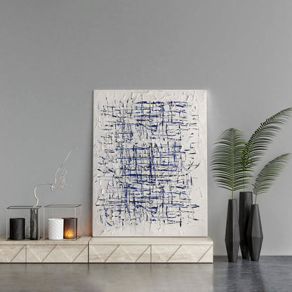 Blue Abstract Painting Modern Minimalist Wall Art