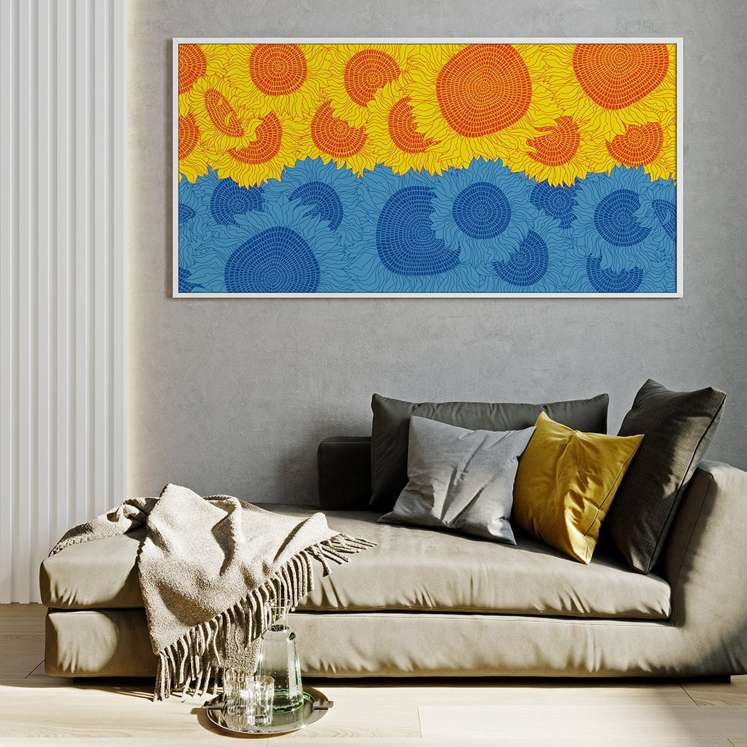 Blue and Yellow Sunflowers Art