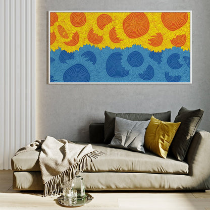 Blue and Yellow Sunflowers Art