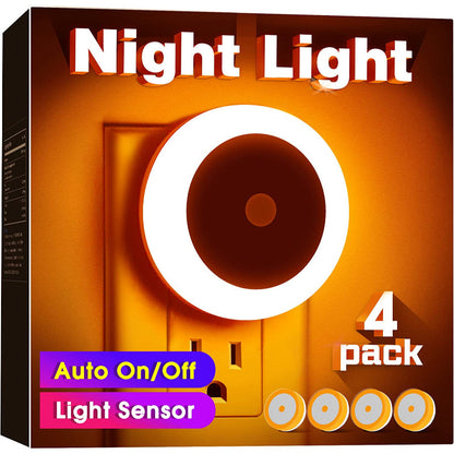 Night Lights Plug into Wall [4Pack], Nightlight with Light Sensors, LED Night Light for Kids Room, Baby Night Light, Bathroom Night Light, Stair Lights, Hallway Light