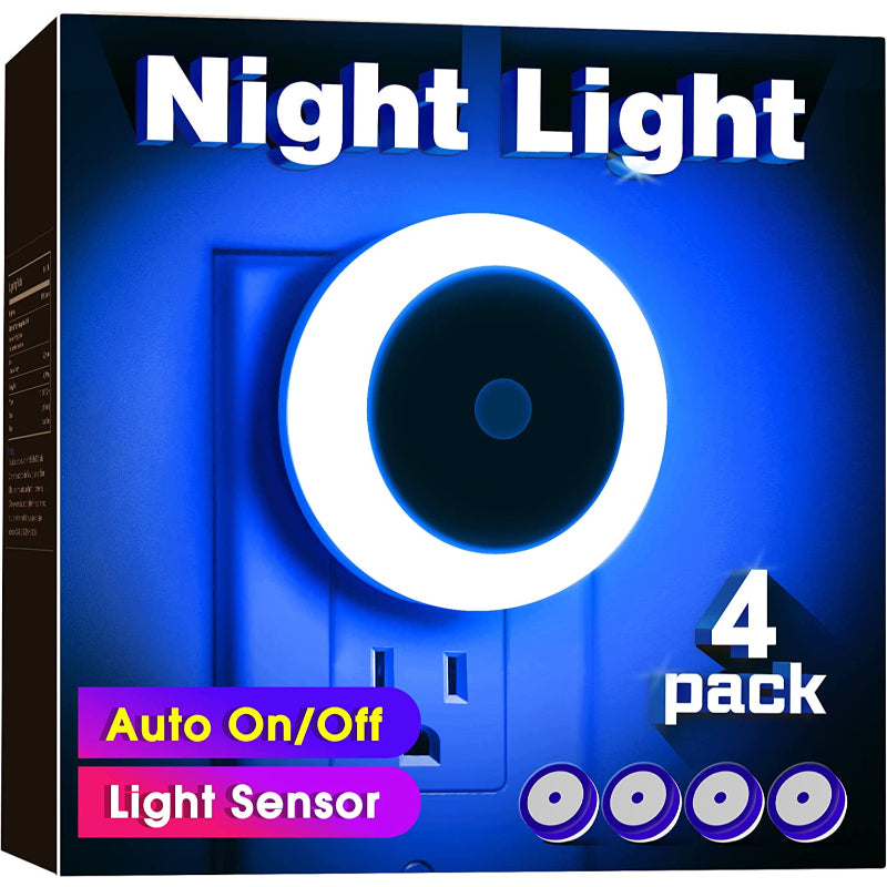 Night Lights Plug into Wall [4Pack], Nightlight with Light Sensors, LED Night Light for Kids Room, Baby Night Light, Bathroom Night Light, Stair Lights, Hallway Light
