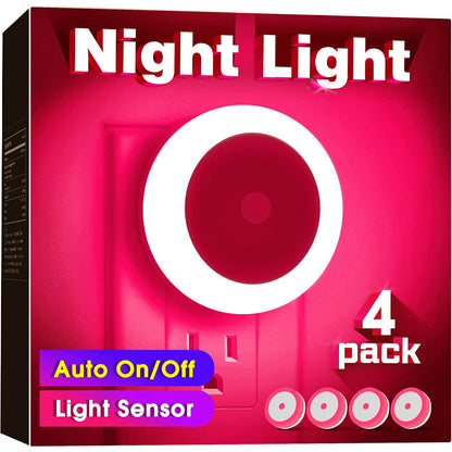 Night Lights Plug into Wall [4Pack], Nightlight with Light Sensors, LED Night Light for Kids Room, Baby Night Light, Bathroom Night Light, Stair Lights, Hallway Light