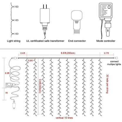 Curtain String Lights With Modes And Waterproof Design