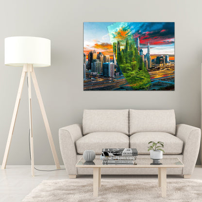 Dubai Skyline Stretched Canvas