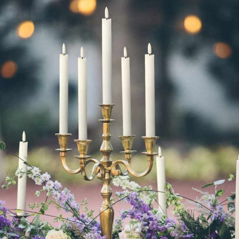 Flameless Flickering Taper Candles With 2 Remote Controls And Timer, Real Wax 3D Wick Light Window Candles Battery Operated, Christmas Home Wedding Decor