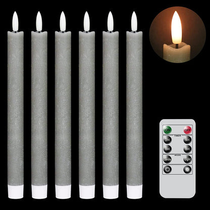 Flameless Flickering Taper Candles With 2 Remote Controls And Timer, Real Wax 3D Wick Light Window Candles Battery Operated, Christmas Home Wedding Decor