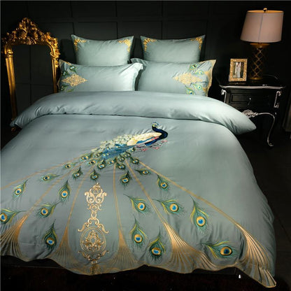 Peacock Rue Teal Duvet Cover Set (Egyptian Cotton)