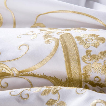 Ivy Gold Forest White and Gold Duvet Cover Set (Egyptian Cotton)