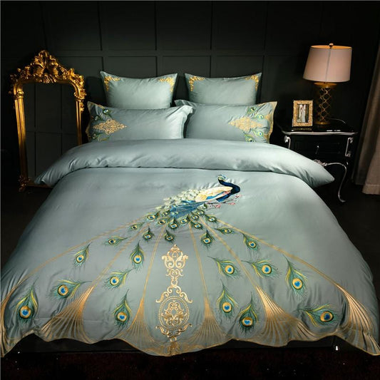 Peacock Rue Teal Duvet Cover Set (Egyptian Cotton)