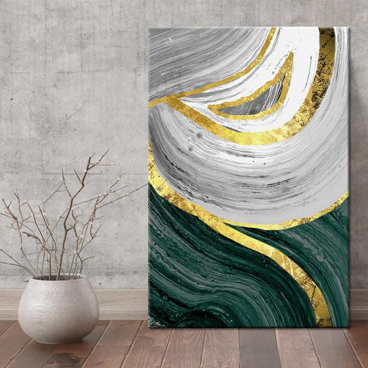 Golden Greens Stretched Canvas