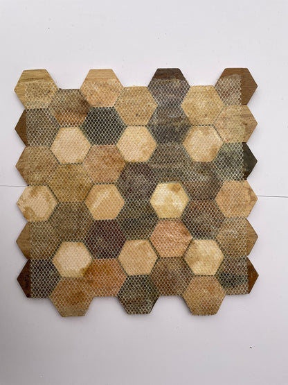 Hexad Wood Mosaic Wall Panel