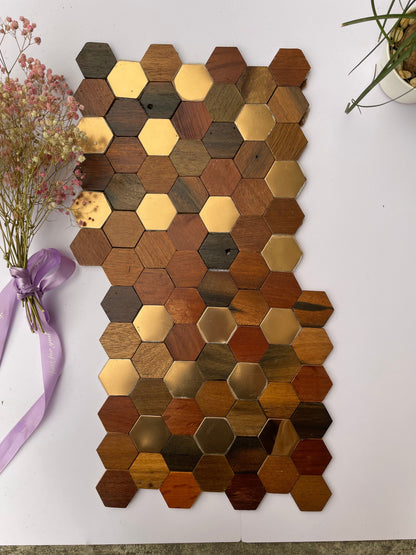 Hexad Wood Mosaic Wall Panel