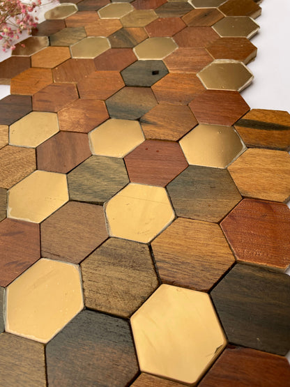 Hexad Wood Mosaic Wall Panel