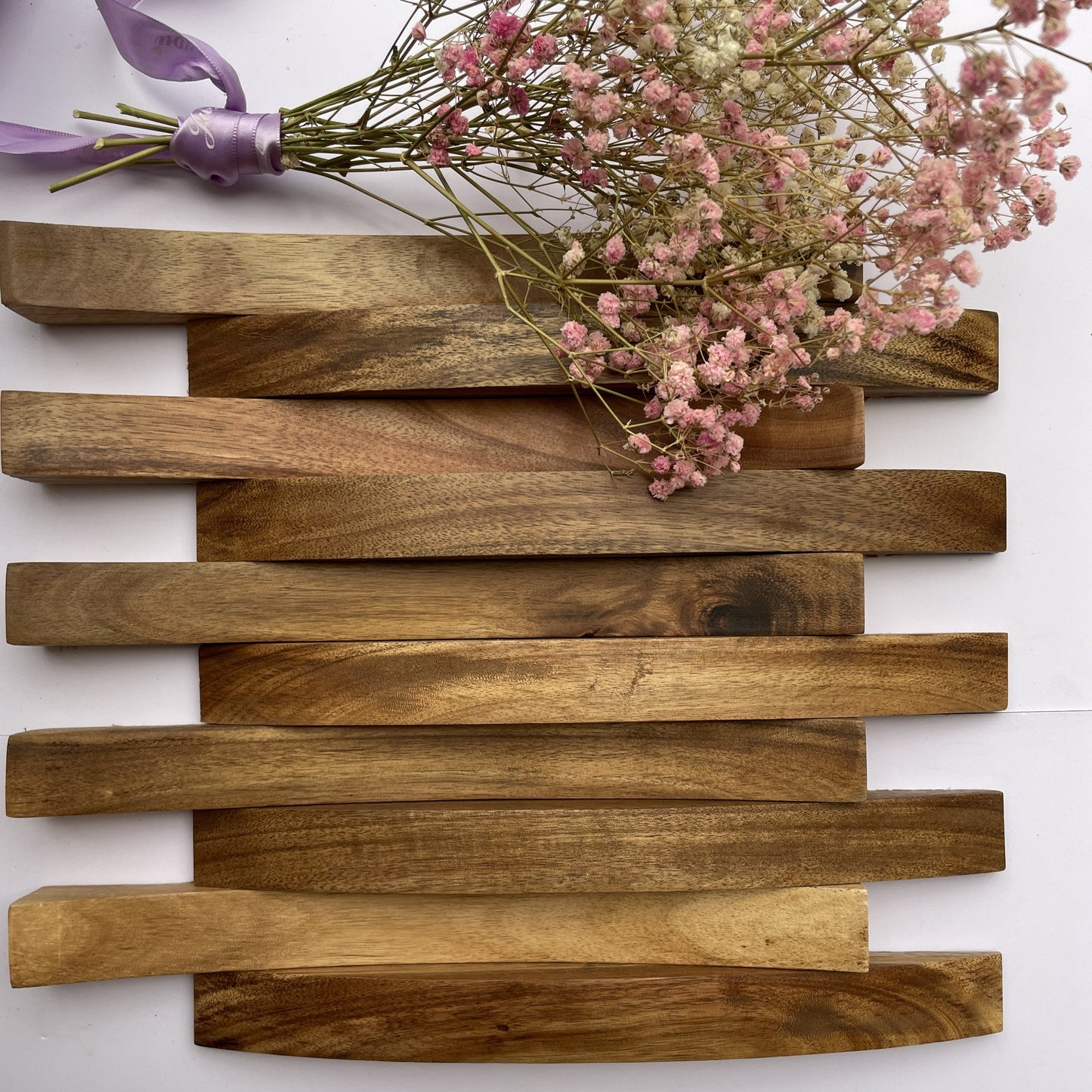 Linear Curve Wood Mosaic Wall Panel