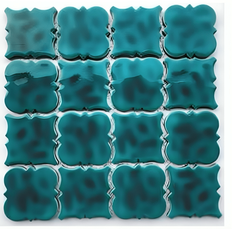 Turquoise Blues Flower Pattern Mosaic Tile