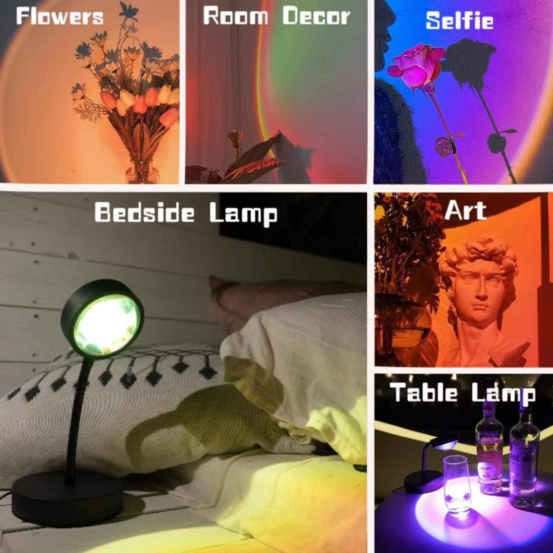 Sunset Lamp Projector Led Lights For Bedroom Night Light RGB Lights Sun /Sunlight /Sunrise Lamp 10w 360° Rotation Rainbow Projection