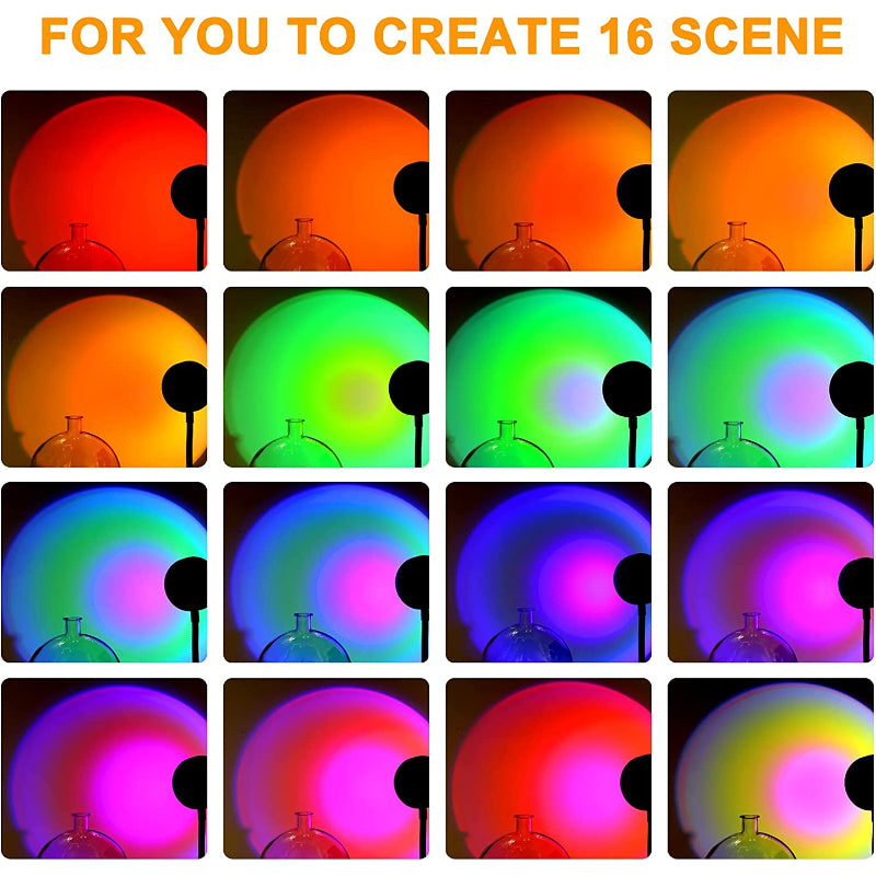 Sunset Lamp Projector Led Lights For Bedroom Night Light RGB Lights Sun /Sunlight /Sunrise Lamp 10w 360° Rotation Rainbow Projection