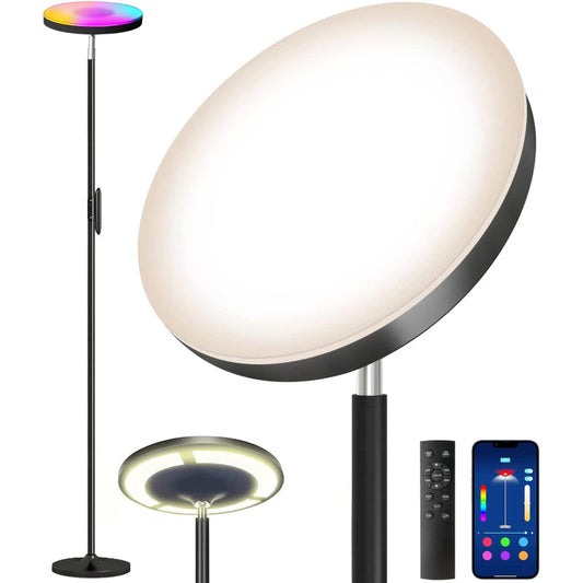 Double Side Lighting LED Floor Lamp With Remote Smart App 36W 2600LM Bright Tall Standing RGB Floor Lamp Angle Multicolor Dimmable Modern Floor Lamps For Living Room Bedroom Office