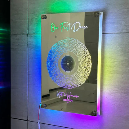 LED Disc Mirror With Personalized Name