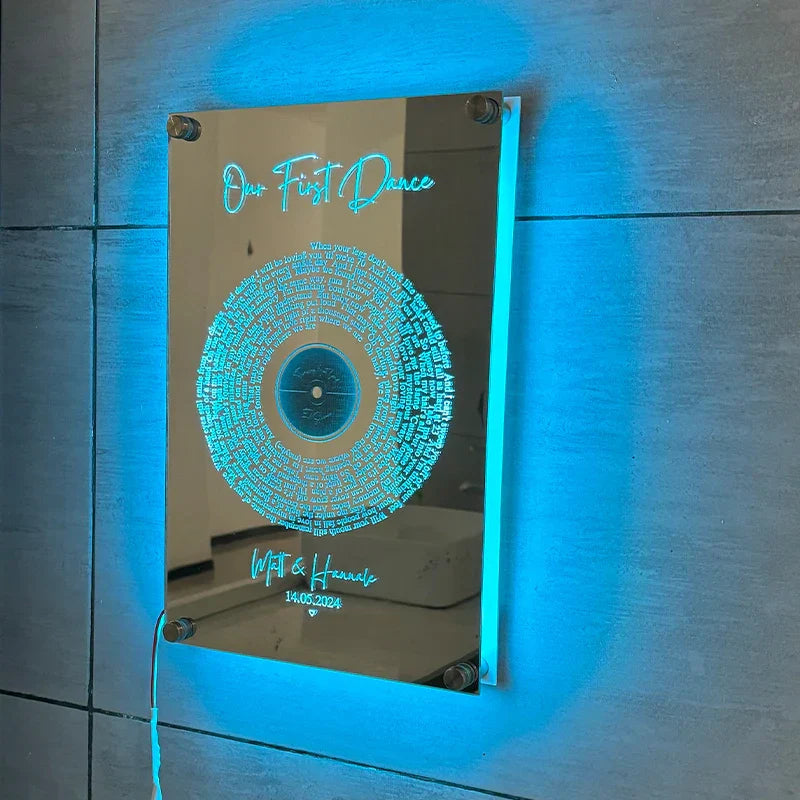 LED Disc Mirror With Personalized Name