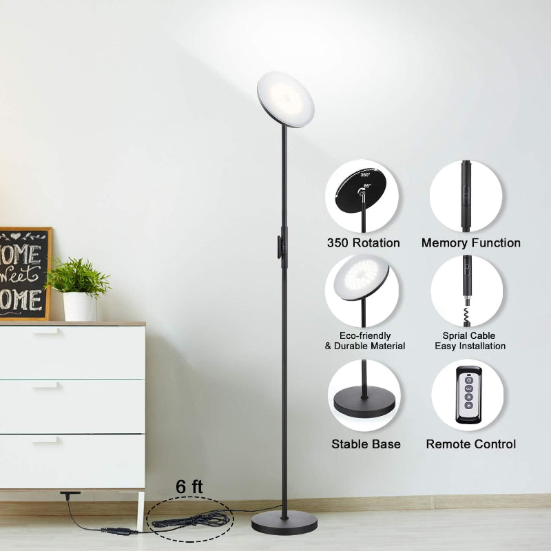 LED Modern Torchiere Floor Lamp With Remote And Touch Control