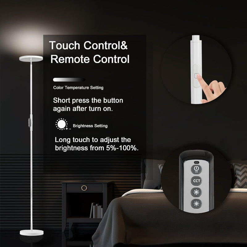 LED Modern Torchiere Floor Lamp With Remote And Touch Control