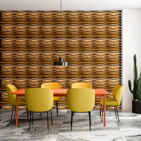 Linear Curve Wood Mosaic Wall Panel