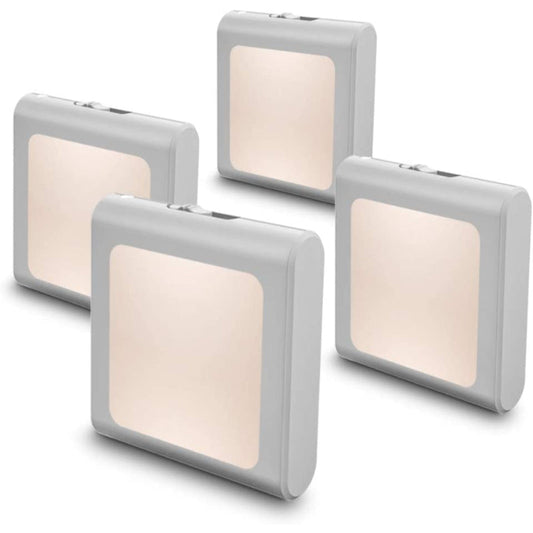 Plug In Dimmable Led Night Light With Auto Dusk To Dawn Sensor, Soft Warm White Nightlights For Hallway, Bedroom, Kids Room, Kitchen, Stairway, 4 Pack