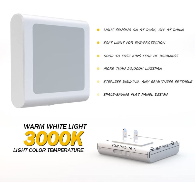 Plug In Dimmable Led Night Light With Auto Dusk To Dawn Sensor, Soft Warm White Nightlights For Hallway, Bedroom, Kids Room, Kitchen, Stairway, 4 Pack