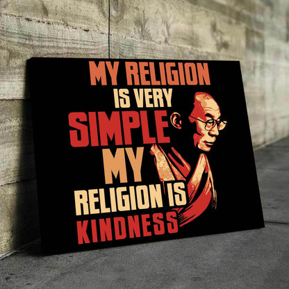 MY RELIGION IS KINDNESS CANVAS WALL ART