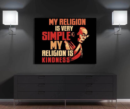 MY RELIGION IS KINDNESS CANVAS WALL ART