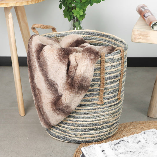 Browned Faux-Fur Blanket Throw