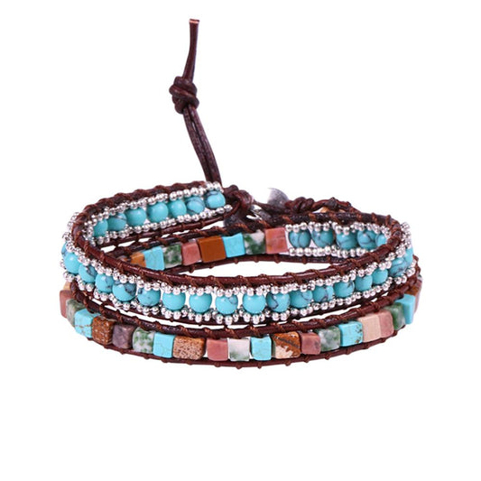 Natural Stone Turquoises Handmade Yoga Wrap Bracelet