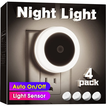 Night Lights Plug into Wall [4Pack], Nightlight with Light Sensors, LED Night Light for Kids Room, Baby Night Light, Bathroom Night Light, Stair Lights, Hallway Light