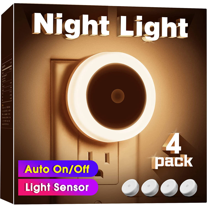 Night Lights Plug into Wall [4Pack], Nightlight with Light Sensors, LED Night Light for Kids Room, Baby Night Light, Bathroom Night Light, Stair Lights, Hallway Light