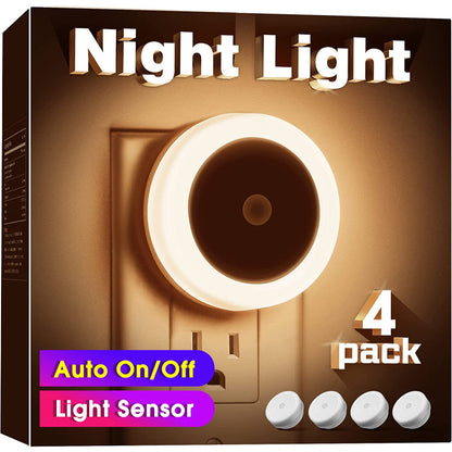 Night Lights Plug into Wall [4Pack], Nightlight with Light Sensors, LED Night Light for Kids Room, Baby Night Light, Bathroom Night Light, Stair Lights, Hallway Light