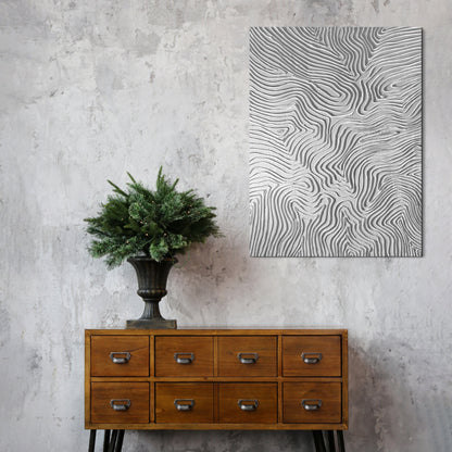 Organic White Line Texture Painting Wall Art