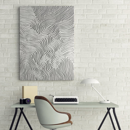 Organic White Line Texture Painting Wall Art