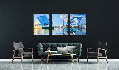 Brooklyn Bridge Skyline Whales Stretched Canvas