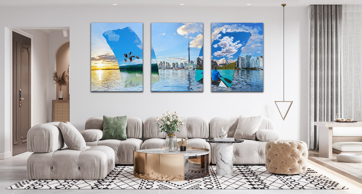 Brooklyn Bridge Skyline Whales Stretched Canvas