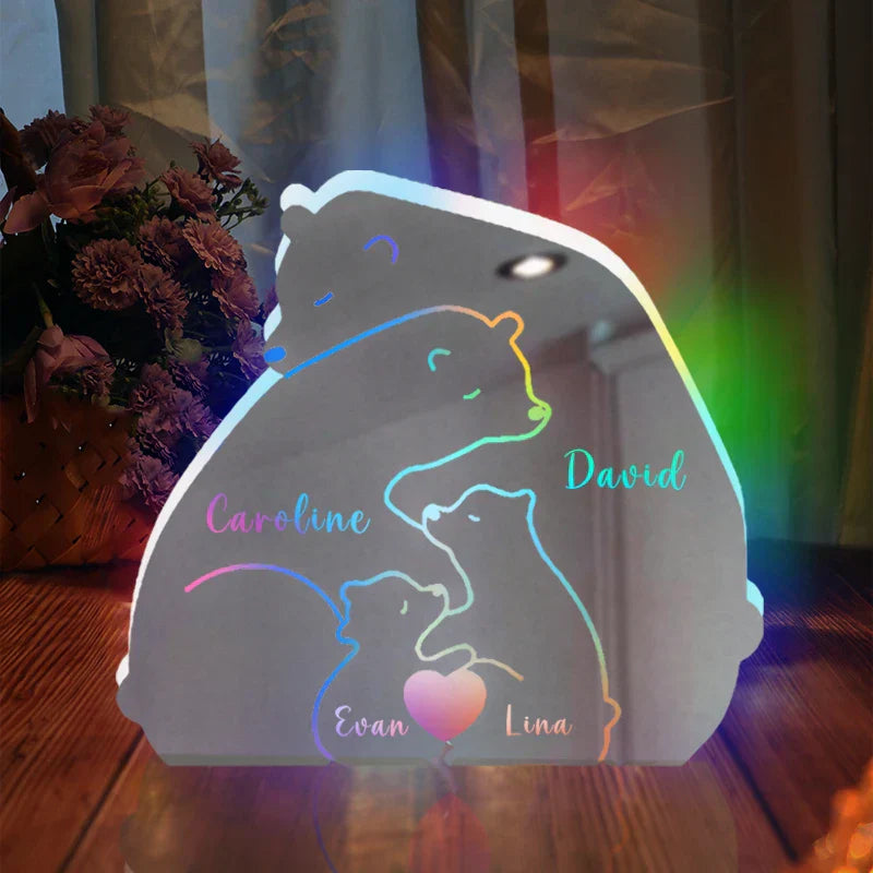 Personalized Bear Family LED Acrylic Night Light