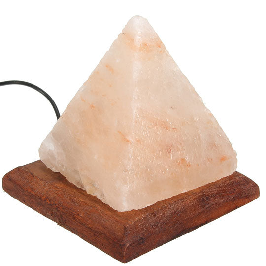 Pyramid USB Salt Lamp With Wooden Base