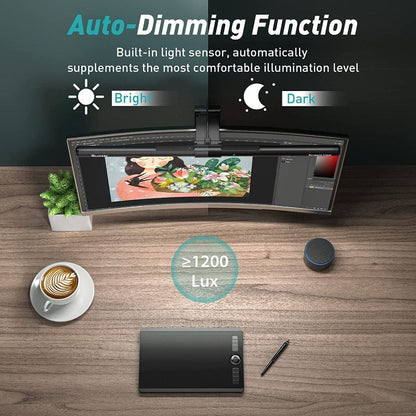 Monitor Light Bar With Remote Control, Eye-Care Technology Computer Monitor Lamp Dimmable Screen Light Bar With Auto-Dimming, No Screen Glare Home Office Desk Lamp For Curved/Flat Monitors