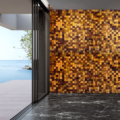 Rubiks Wood Mosaic Wall Panel