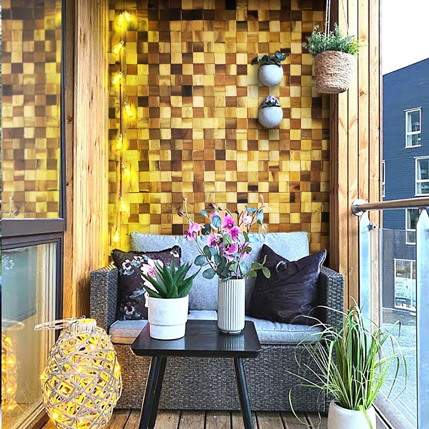 Rubiks Wood Mosaic Wall Panel